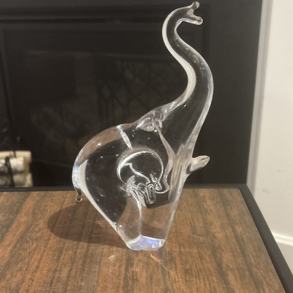 Vintage Murano Art Glass Elephant Raised Trunk